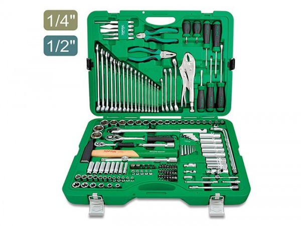 Gereedschapkoffer - Steckschlüsselset (ratschekasten) -toptul 1/4" + 1/2"- 8mm-32mm - 150 Teilig