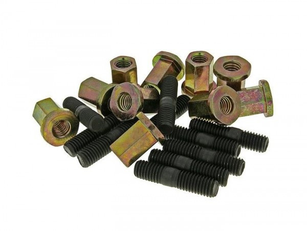 Exhaust Stud Bolt Set Naraku M8 Thread Incl. Nuts (20mm Length)  10 Pcs Each