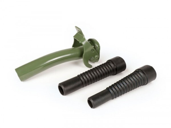 Jerrycan Pouring Spout Oem Quality, Metal Ø=30mm Incl. Two Rubber Adapters L=150mm For Diesel (Ø20mm) + Petrol (Ø25mm)  Compatible With Jerrycan Fa Italia