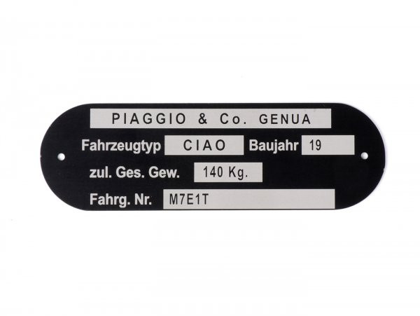 Nameplate Oem Quality Piaggio & Co Ciao *m7e1t*