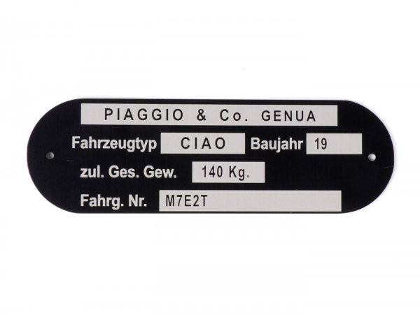 Nameplate Oem Quality Piaggio & Co Ciao *m7e2t*