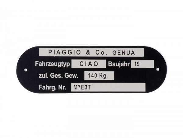 Nameplate Oem Quality Piaggio & Co Ciao *m7e3t*