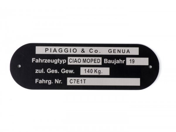 Nameplate Oem Quality Piaggio & Co Ciao Moped *c7e1t*