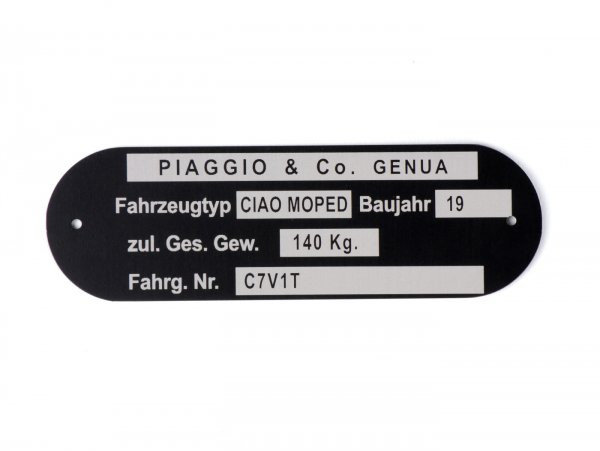 Nameplate Oem Quality Piaggio & Co Ciao Moped *c7v1t*