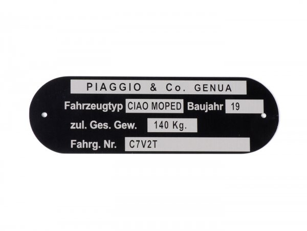 Nameplate Oem Quality Piaggio & Co Ciao Moped *c7v2t*
