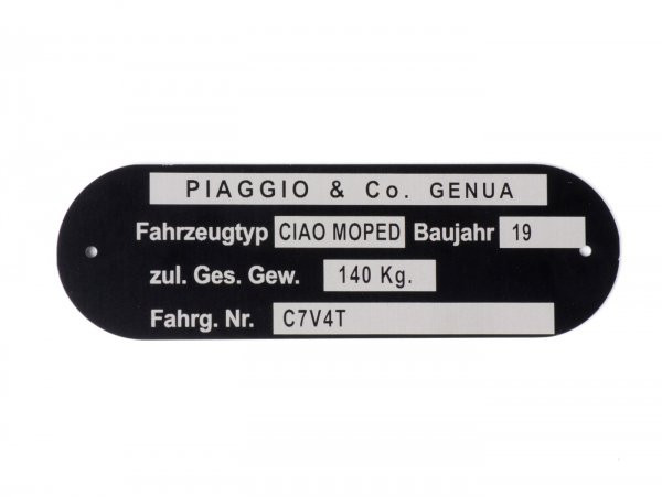 Nameplate Oem Quality Piaggio & Co Ciao Moped *c7v4t*