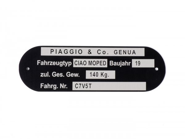 Nameplate Oem Quality Piaggio & Co Ciao Moped *c7v5t*