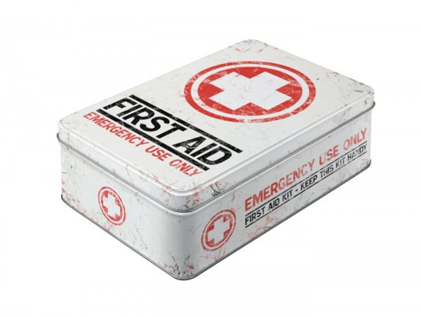 Storage Tin, Flat Nostalgic Art "first Aid Kit"  23x16x7cm (2.5l)