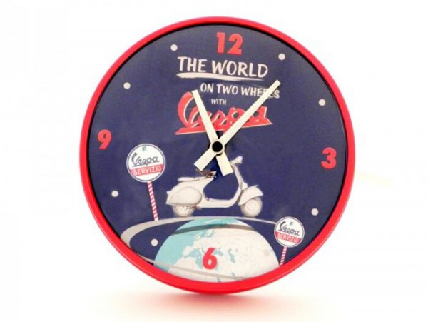 Wanduhr Rond -vespa Ø=25cm- "the World On Two Wheels With Vespa"