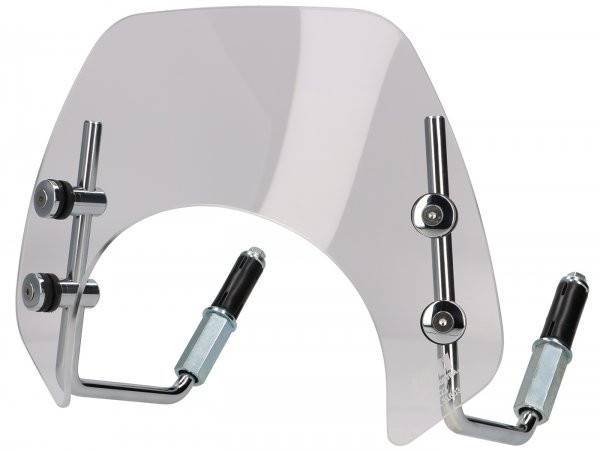 Flyscreen With Chromed Brackets Moto Nostra, W=293mm, H=101mm Vespa Gts 125300cc Hpe Keyless (2023-)  Colourless