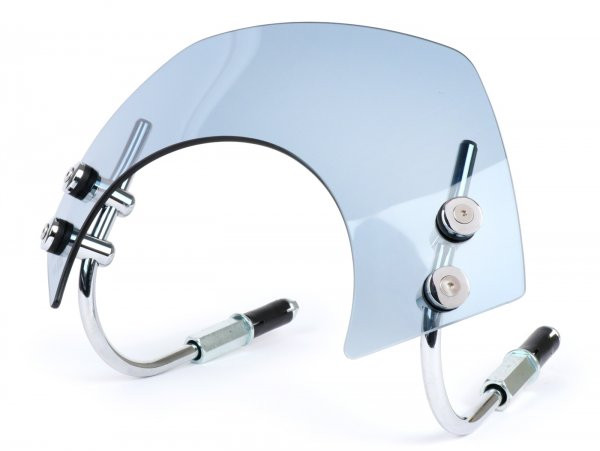 Flyscreen With Chromed Brackets Moto Nostra, W=300mm, H=105mm Vespa Gts 125300cc Hpe (2019-2022)  Smoke Grey