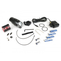 FahrradKoplamp - Fahrradlampen Set Scooter accu LED -IXON IQ Front + IXBACK senso met Akkus en Ladegerät- 40 LUX