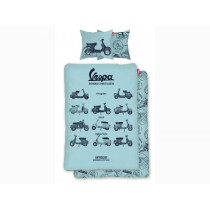 Bettwäsche -Vespa The World's Finest Scooter- Größe: 135x200cm / 80x80cm, blauww, 100% Baumwolle