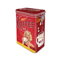 Kaffeedose, Aromadose -Nostalgic Art- "Hot Coffee Now" - 7.5x11x17.5cm (1.3l)