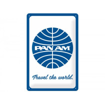 Reklameschild -Nostalgic Art- "Pan op - Travel the world Logo white", 20x30cm