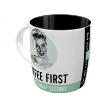 Tasse - Kaffeebecher -Nostalgic Art- "Coffee First", Ø=85mm x 90mm, 340ml