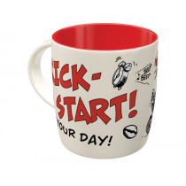 Tasse - Kaffeebecher -Nostalgic Art- "Kick-Start Your Day!", Ø=85mm x 90mm, 340ml