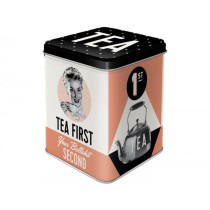 Teedose -Nostalgic Art- "Tea First", 7,5 × 7,5× 9,5cm