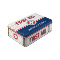 Vorratsdose, vlak -Nostalgic Art- "First Aid Blue - Emergency Supply" - 23x16x7cm (2.5l)