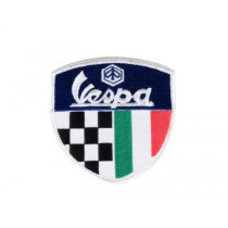 Patch Piaggio Vespa Blue (tricolore+checked Pattern) 75x75mm