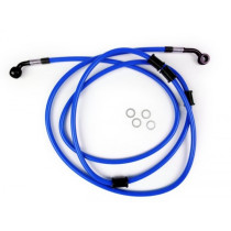 Remleiding achter voor BremsTang Brembo P32g, P34g, Frando spiegler Leitung: RVS (blauw), Fitting: Aluminium (zwart)