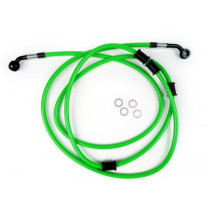 Remleiding achter voor BremsTang Brembo P32g, P34g, Frando spiegler Leitung: RVS (groen), Fitting: Aluminium (zwart)