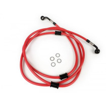 Remleiding achter voor BremsTang Brembo P32g, P34g, Frando spiegler Leitung: RVS (rood), Fitting: Aluminium (zwart)