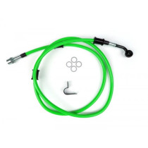 Remleiding achter voor BremsTang Brembo P32g, P34g, Frando spiegler Leitung: RVS (groen), Fitting: Aluminium (zwart)