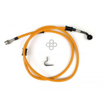 Remleiding achter voor BremsTang Brembo P32g, P34g, Frando spiegler Leitung: RVS (orange), Fitting: Aluminium (zwart)