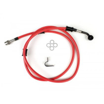 Remleiding achter voor BremsTang Brembo P32g, P34g, Frando spiegler Leitung: RVS (rood), Fitting: Aluminium (zwart)