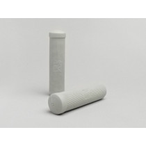 Pair Of Grips Vespa Vintage Rod Models Ariete Ø=24mm L=125mm, Piaggio Rectangular Logo  Grey