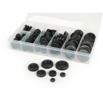 Gummistopfen-Set (Sortiment) Frame -Universeel, Gesloten (Type Blinde schroef) 140-delig- zwart - Ø=7,0-9,5-12,0-15,8-19,0-22,0-25,4mm