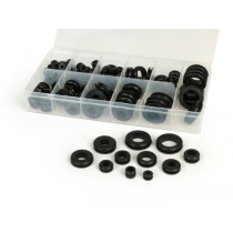 Gummistopfen-Set (Sortiment) Frame -Universeel, open (Type Kabeldurchführung) 128-delig - zwart - Ø=6-24mm