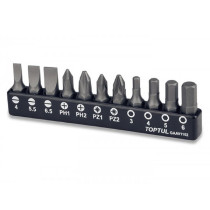 Screwdriver, 1/4" Hexagon Bit Set Toptul, 11 Pieces