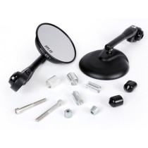 Pair Of Mirrors Moto Nostra 1406, Aluminium Cnc, Round, Handlebar Ends Matt Black