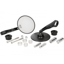 Pair Of Mirrors Moto Nostra 1409, Aluminium Cnc, Ø=95mm Round, Handlebar Ends Matt Black