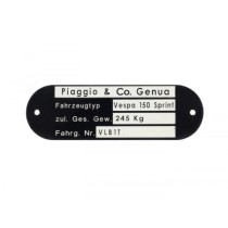 Vehicle Id Number Plate Oem Quality  Vespa 150 Sprint Vlb1t