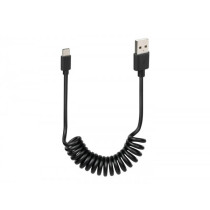 Usb Spiral Cable / Charging Cable Optiline Type C  100cm Black