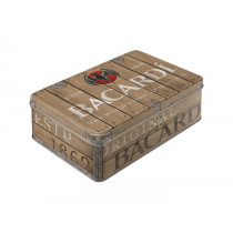 Storage Tin, Flat Nostalgic Art "bacardi  Wood Barrel Logo"  23x16x7cm (2.5l)