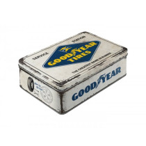 Storage Tin, Flat Nostalgic Art "goodyear  Logo White"  23x16x7cm (2.5l)