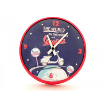 Wanduhr rond -VESPA Ø=25cm- "The world on two wheels with Vespa"